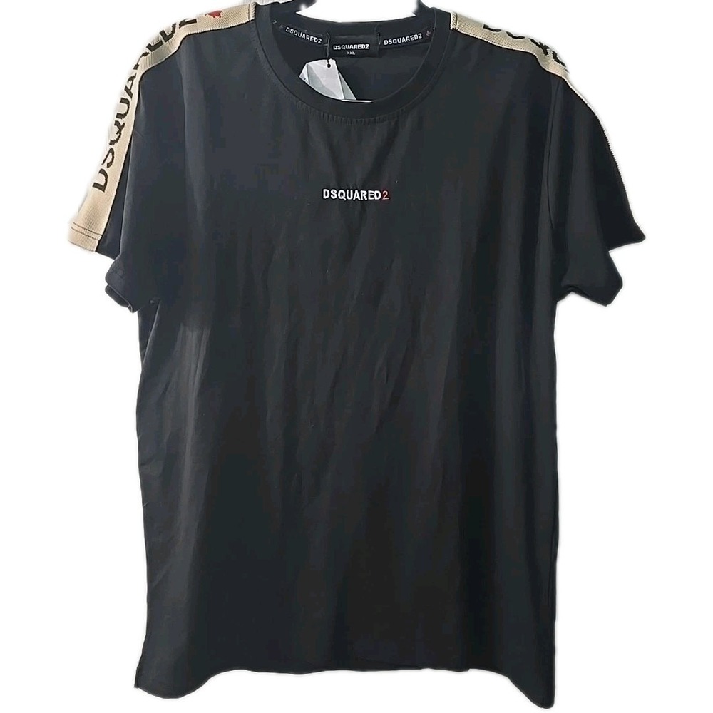 Dsquared2 Mens Chest And Sleeve Logo Black T Shirt size XXL Authentic‎ NWT